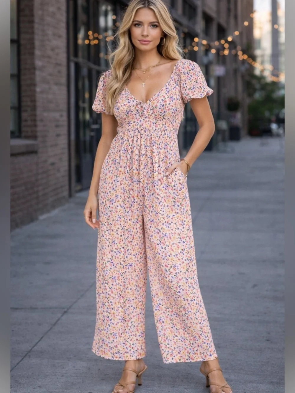 Yumi Kim Multi Floral Helen Jumpsuit Size Small 38434
